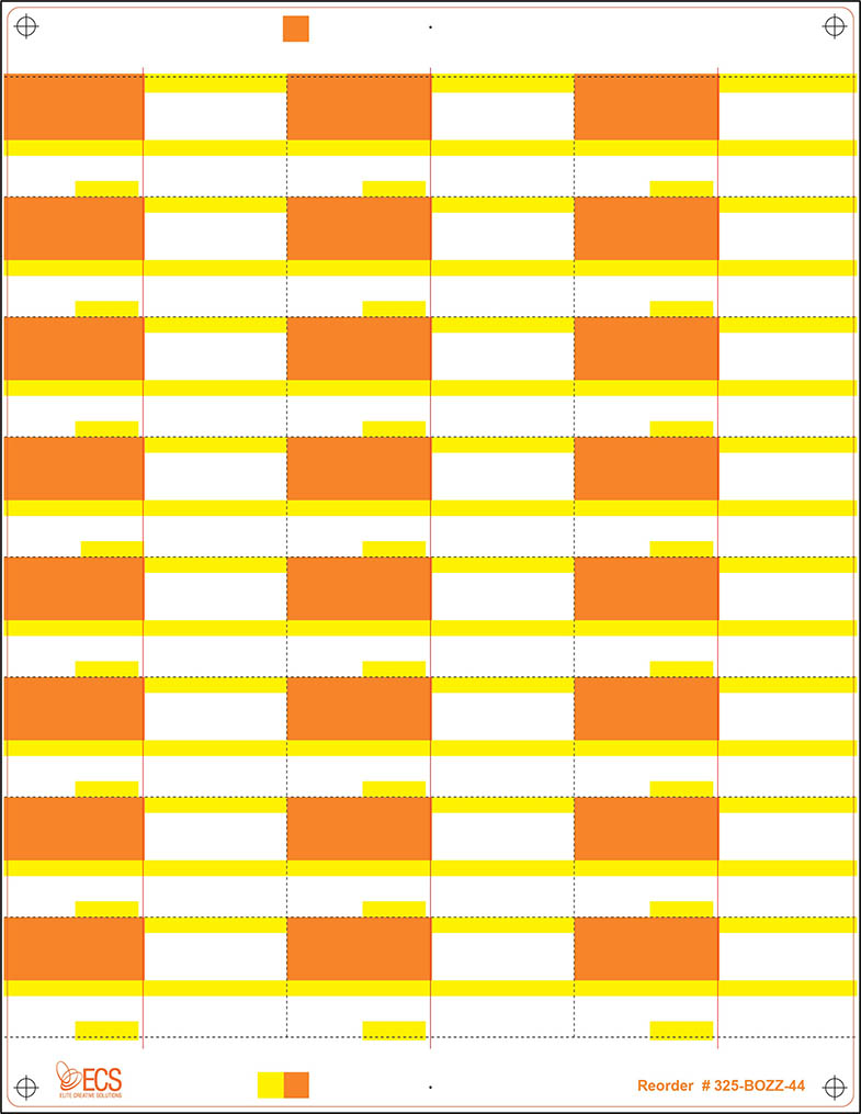 325-BOZZ-44: 24Up Orange/Yellow Vinyl Sheets (250 pk)