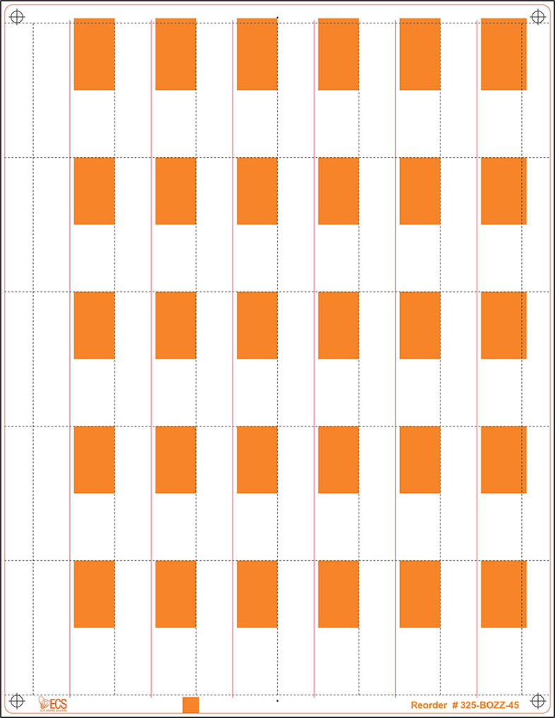 325-BOZZ-45: 30Up Orange Vinyl Sheets (250 pk)